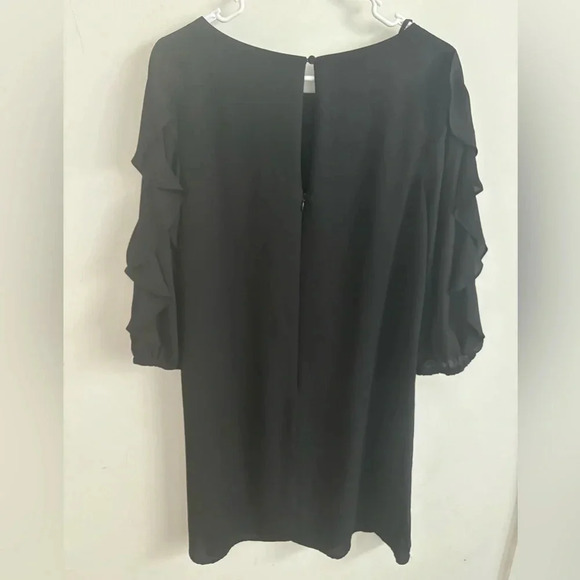 Vince Camuto Dress 8 Minimalist Sheath Ruffle Sleeve Scoop Neck Cocktail  Mini - Picture 2 of 7